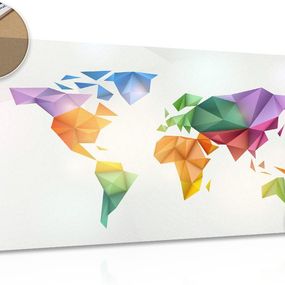 Obraz na korku farebná mapa sveta v štýle origami