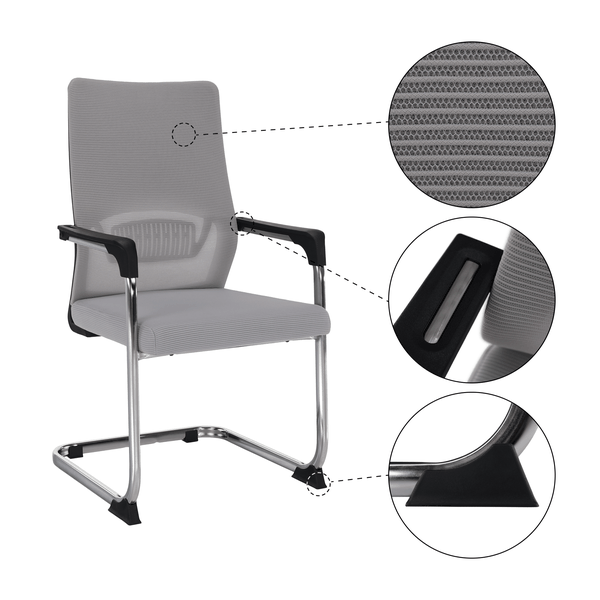 Zasadacia stolička, sivá/čierna, KABIR