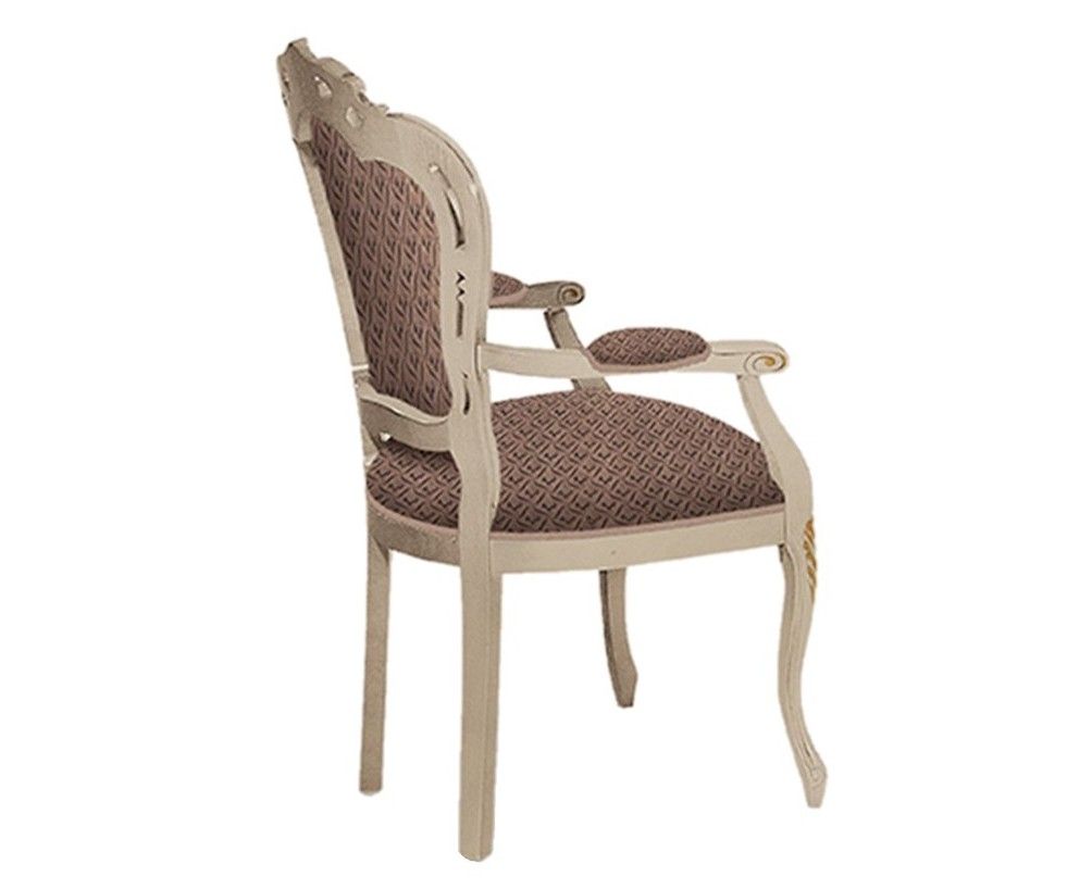 Estila Klasická luxusná čalúnená jedálenská stolička Clasica z masívneho dreva s rustikálnym zdobením 103cm