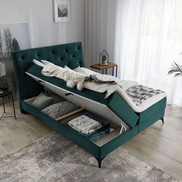 Čalúnená manželská posteľ s úložným priestorom Lazio 140 - sivá