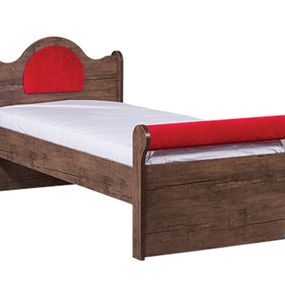 Detská posteľ 90x200 hook - dub antik tmavý/červená