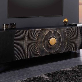 Dizajnový TV stolík Venetia 180 cm čierno-zlatý