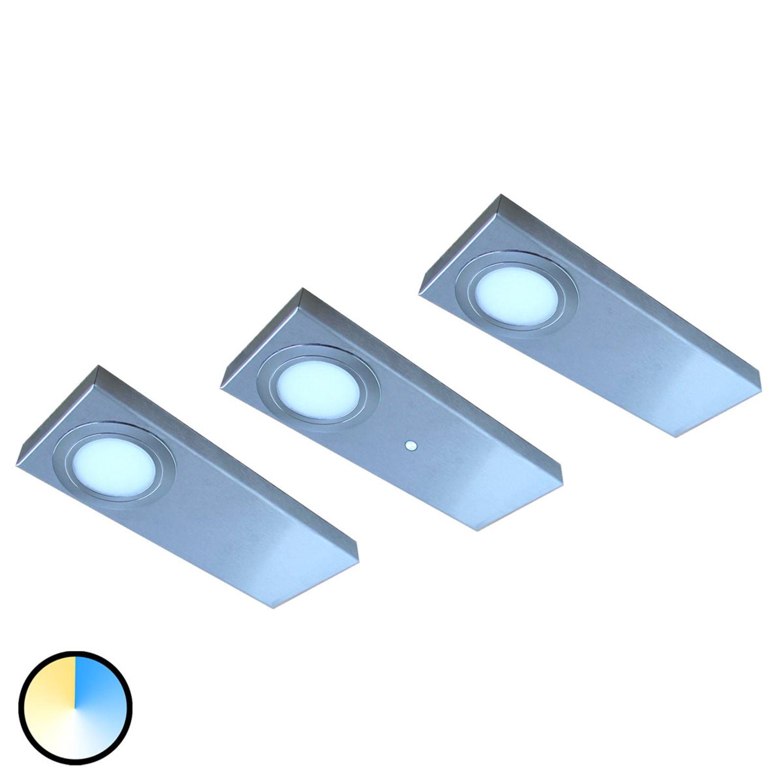 Evotec Podhľadové LED svietidlo Tain s Color Switch 3 ks, Obývacia izba / jedáleň, hliník, plexisklo, 4W, Energialuokka: E, P: 20 cm, L: 8 cm, K: 1.5cm