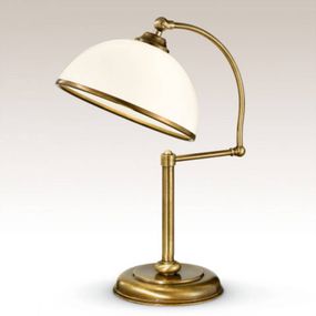 Cremasco Nastaviteľná stolná lampa La Botte biela, Spálňa, sklo, mosadz, E27, 100W, L: 31 cm, K: 47cm