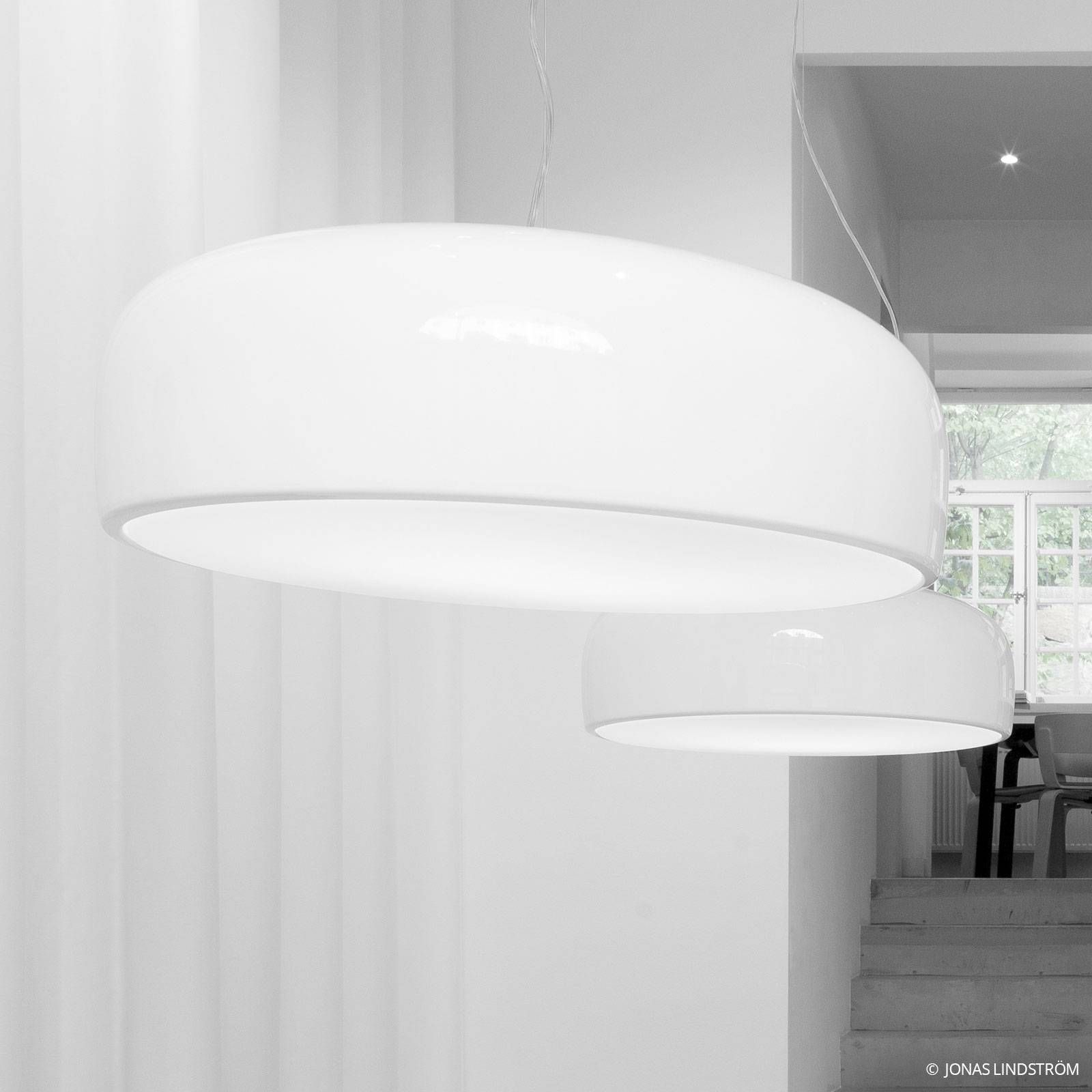 FLOS Smithfield S závesné svietidlo, biela, Obývacia izba / jedáleň, hliník, metakrylát, E27, 70W, K: 21.5cm