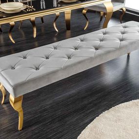 Dizajnová lavica Rococo 172 cm sivá / zlatá