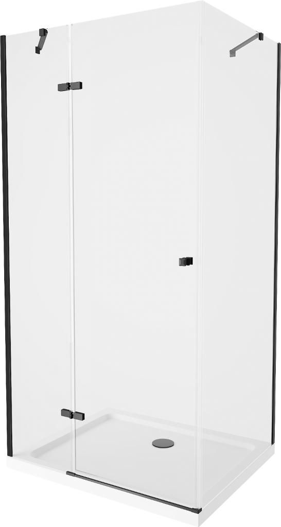 MEXEN/S - Roma sprchovací kút 80x70 cm, transparent, čierna + biela vanička so sifónom, 854-080-070-70-00-4010B