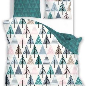 DomTextilu Vianočné bavlnené obliečky s modernou potlačou farebných stromčekov 49810-224363