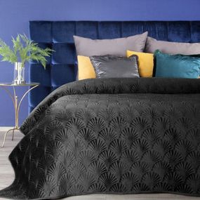 DomTextilu Luxusný čierny zamatový prehoz na manželskú posteľ Šírka: 170 cm | Dĺžka: 210 cm 29212-158551