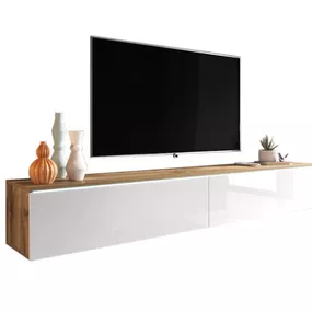 Expedo TV stolík MENDES D 180, 180x30x32, dub wotan/biela lesk