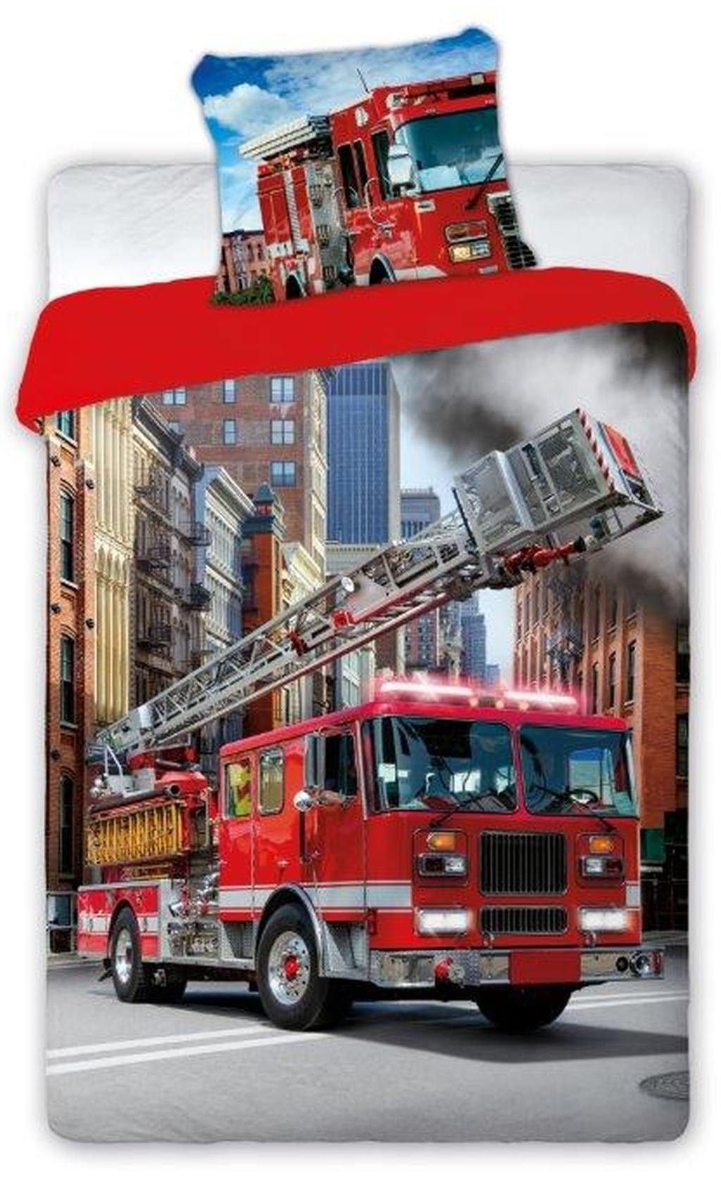 DomTextilu Kvalitné posteľné obliečky pre deti s hasičským autom 2 časti: 1ks 140 cmx200 + obliečka 70 cmx90 Červená 70 x 80 cm 16645-197882
