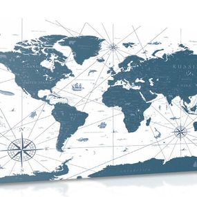 Obraz mapa v modrom prevedení