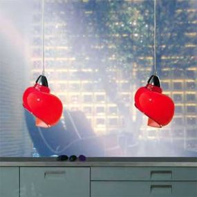 Siru Závesná lampa Chiocciola, červená, Obývacia izba / jedáleň, sklo, ušľachtilá oceľ, E14, 60W, K: 25cm