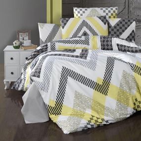 Brotex Obliečky krep Zigzag grey 200x200/2x70x90cm