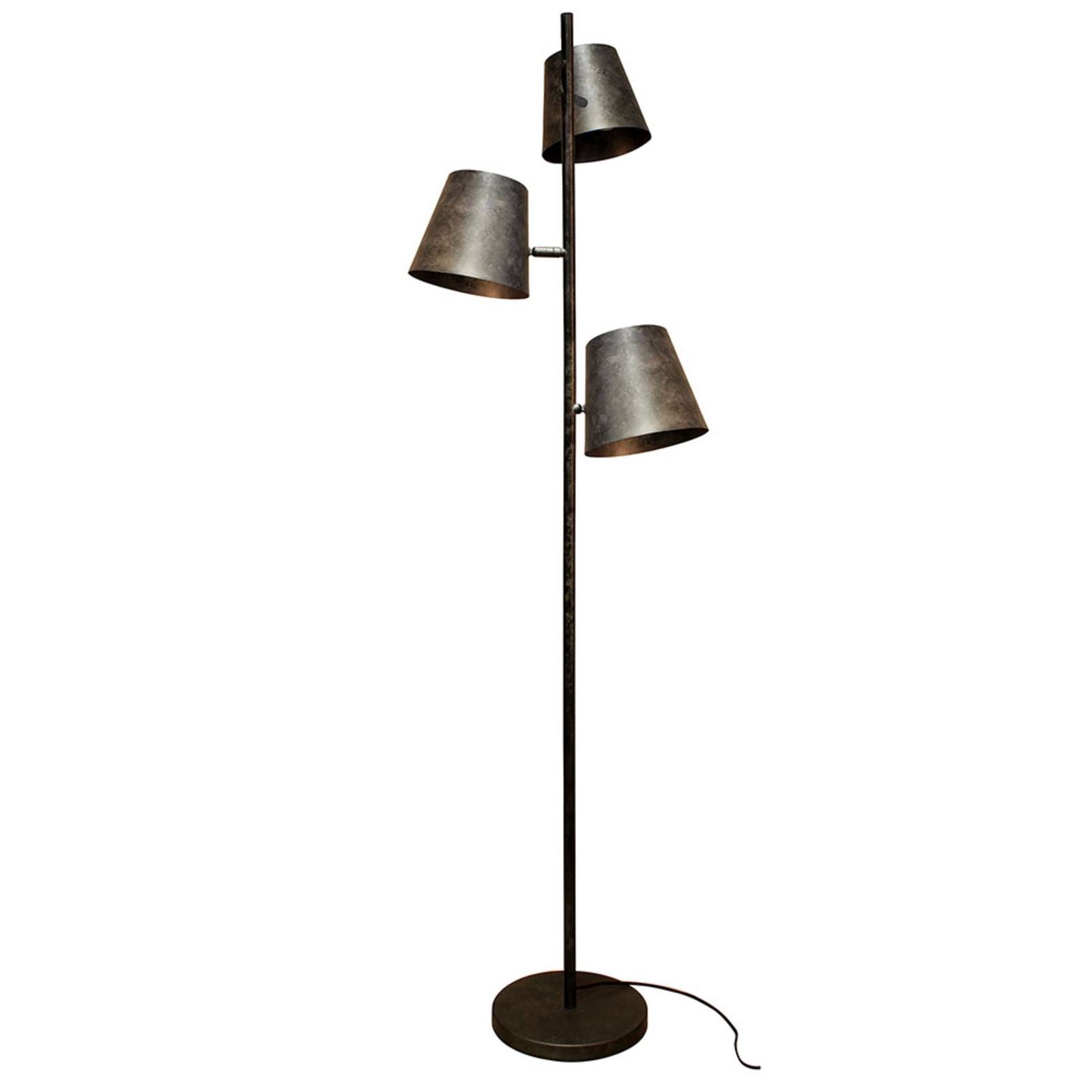 Eco-Light Stojaca lampa Colt, 3-plameňová, sivá efekt mrazu, Obývacia izba / jedáleň, kov, E27, 60W, K: 165cm