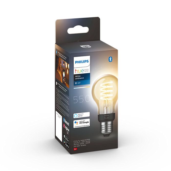 Philips HUE LED White Ambiance Filament žiarovka E27 A60 7W 550lm 2200-4500K stmievateľná BlueTooth