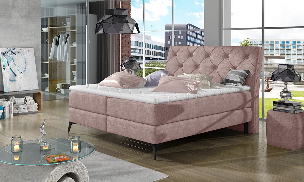 Čalúnená manželská posteľ s úložným priestorom Lazio 180 - ružová (Omega 91)