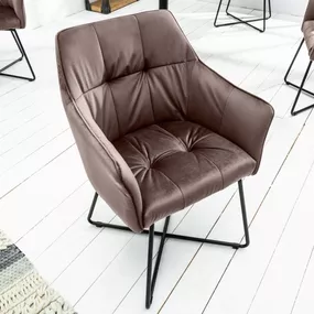 Estila Industriálna hnedá jedálenská stolička Amala zo zamatu 83cm