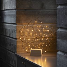 Konstsmide Christmas Dekoračná LED lampa 5 malých kruhov drevený podst., oceľ, drôt, drevo, Energialuokka: F, L: 40 cm, K: 44cm