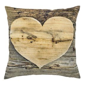 Plátený vankúš drevené srdce Wooden heart - 50 * 10 * 50cm