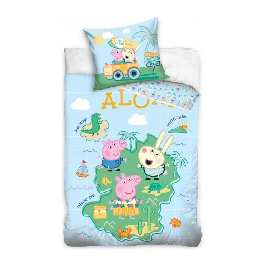 TipTrade (CZ) · Detské posteľné obliečky Prasiatko Peppa - Peppa Pig - motív Aloha - 100% bavlna - 70 x 90 cm + 140 x 200 cm