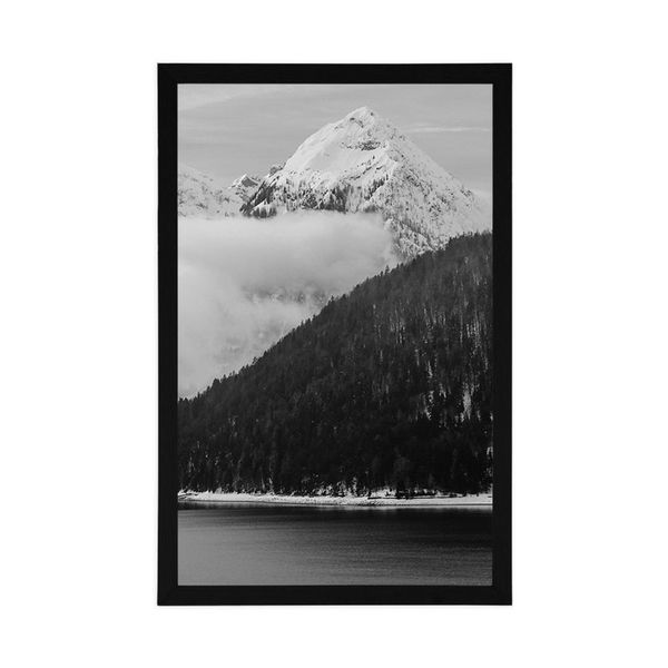 Plagát zimná krajina v čiernobielom prevedení - 20x30 white