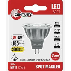 CENTURY LED spot MAXILED 3W 12VDC/AC MR11 3000K 185Lm 30d pr.35x38mm IP20 BL