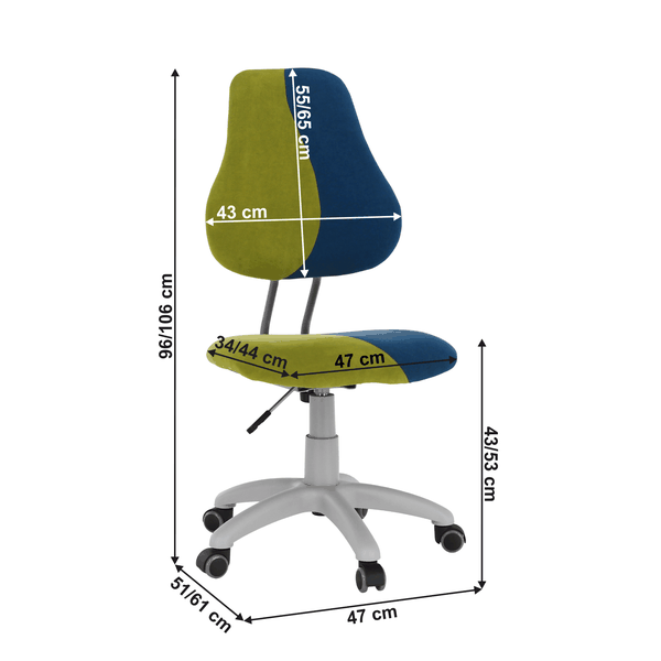 Rastúca otočná stolička, zelená/modrá/sivá, RAIDON