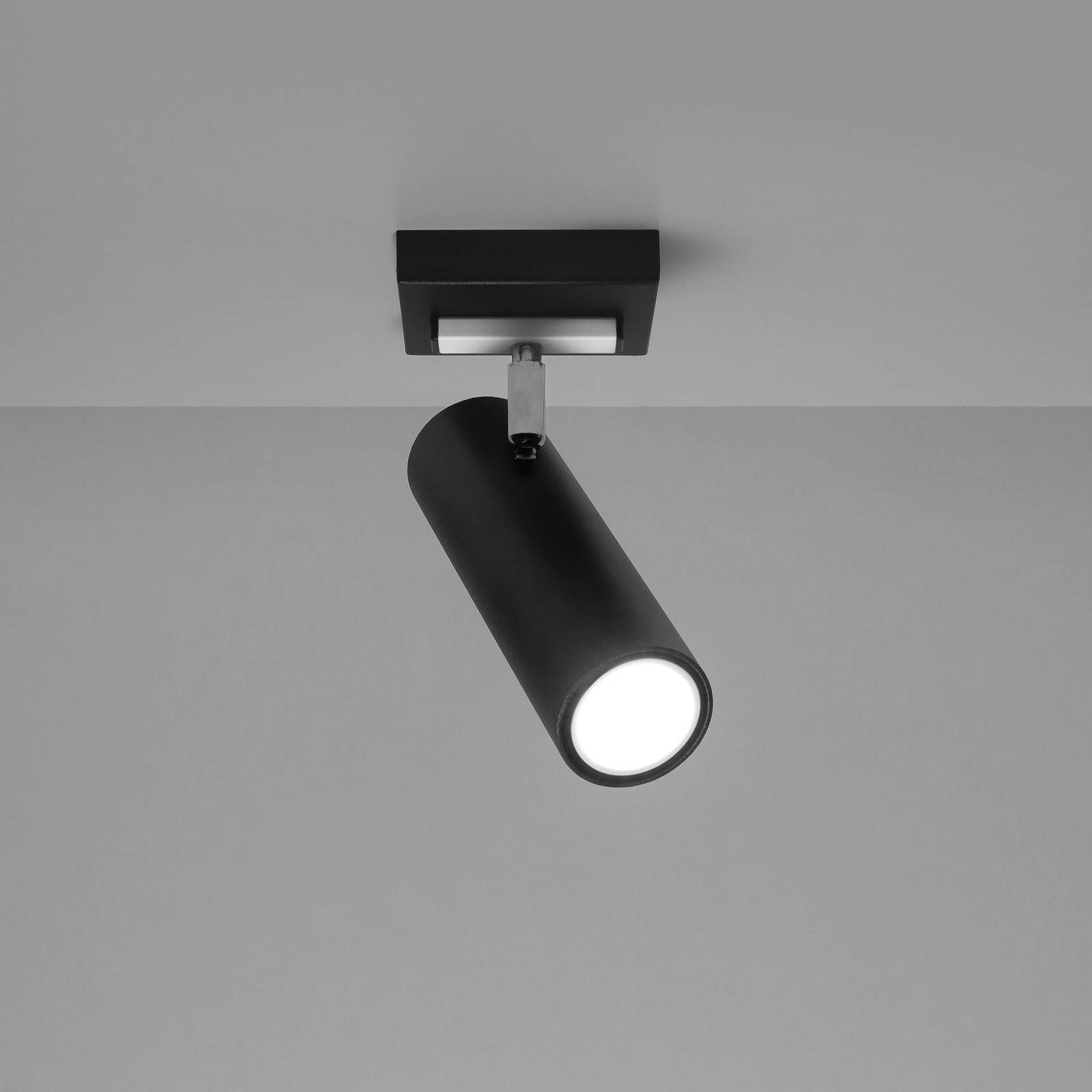 Euluna Stropné svietidlo Spoty, čierne, jedno-plameňové, Obývacia izba / jedáleň, oceľ, GU10, 40W, P: 18 cm, L: 18 cm, K: 20cm