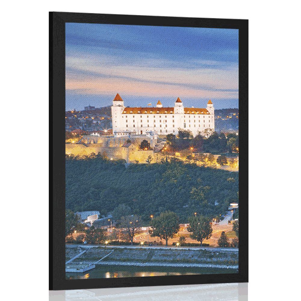 Plagát pohľad na Bratislavský hrad - 40x60 black