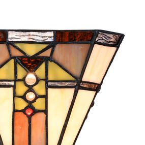 Clayre&Eef Nástenné svetlo 5LL-6100 Tiffany, béžovo hnedá, Obývacia izba / jedáleň, polyrezín, sklo, E27, 40W, L: 25 cm