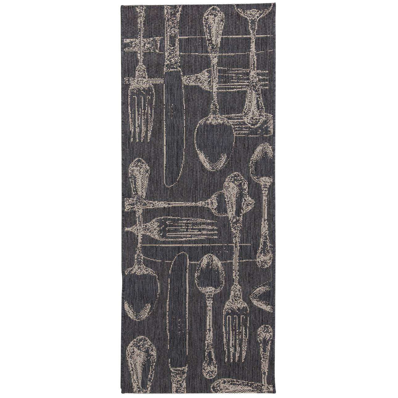 Dekoria Koberec Cottage Cutlery antracitovo pieskový, 60x180cm, 60 × 180 cm