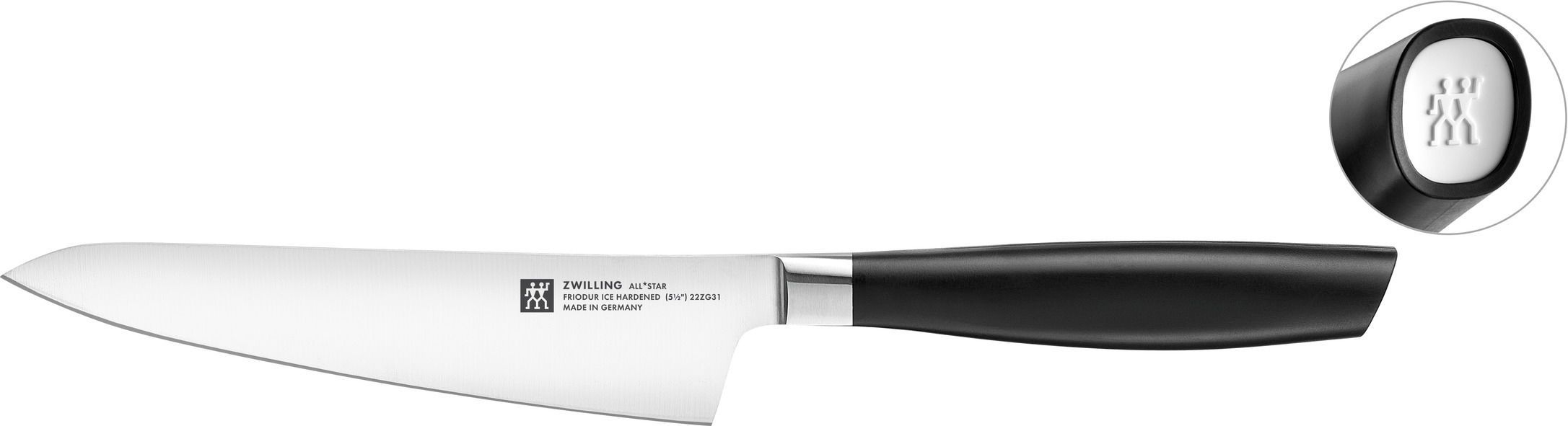 Zwilling Kompaktný kuchársky nôž All* Star, 14 cm, biele logo 1022787