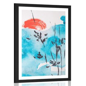 Plagát s paspartou maľba japonskej oblohy - 60x90 black