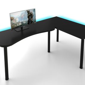 Expedo Počítačový rohový stôl MOOD L s LED, 200/135x73-76x65, čierna, pravý