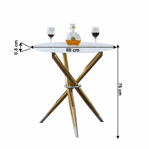 Kondela Jedálenský stôl/kávový stolík,  biela/gold chróm zlatý, DONIO