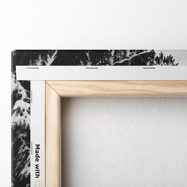 Obraz drevený domček pri zasnežených boroviciach v čiernobielom prevedení - 120x60