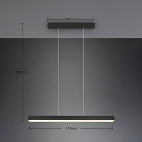 Trio Lighting LED závesné svietidlo Paros DUOline, trám, čierna, Obývacia izba / jedáleň, kov, 29W, P: 90 cm, L: 5 cm, K: 5cm
