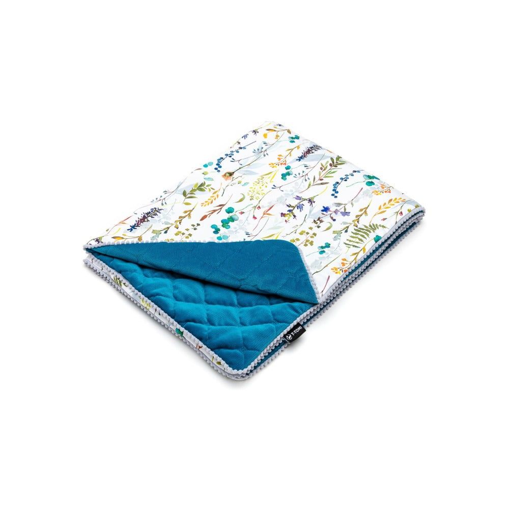 Biela/modrá bavlnená detská deka 80x100 cm Spring Meadow – T-TOMI