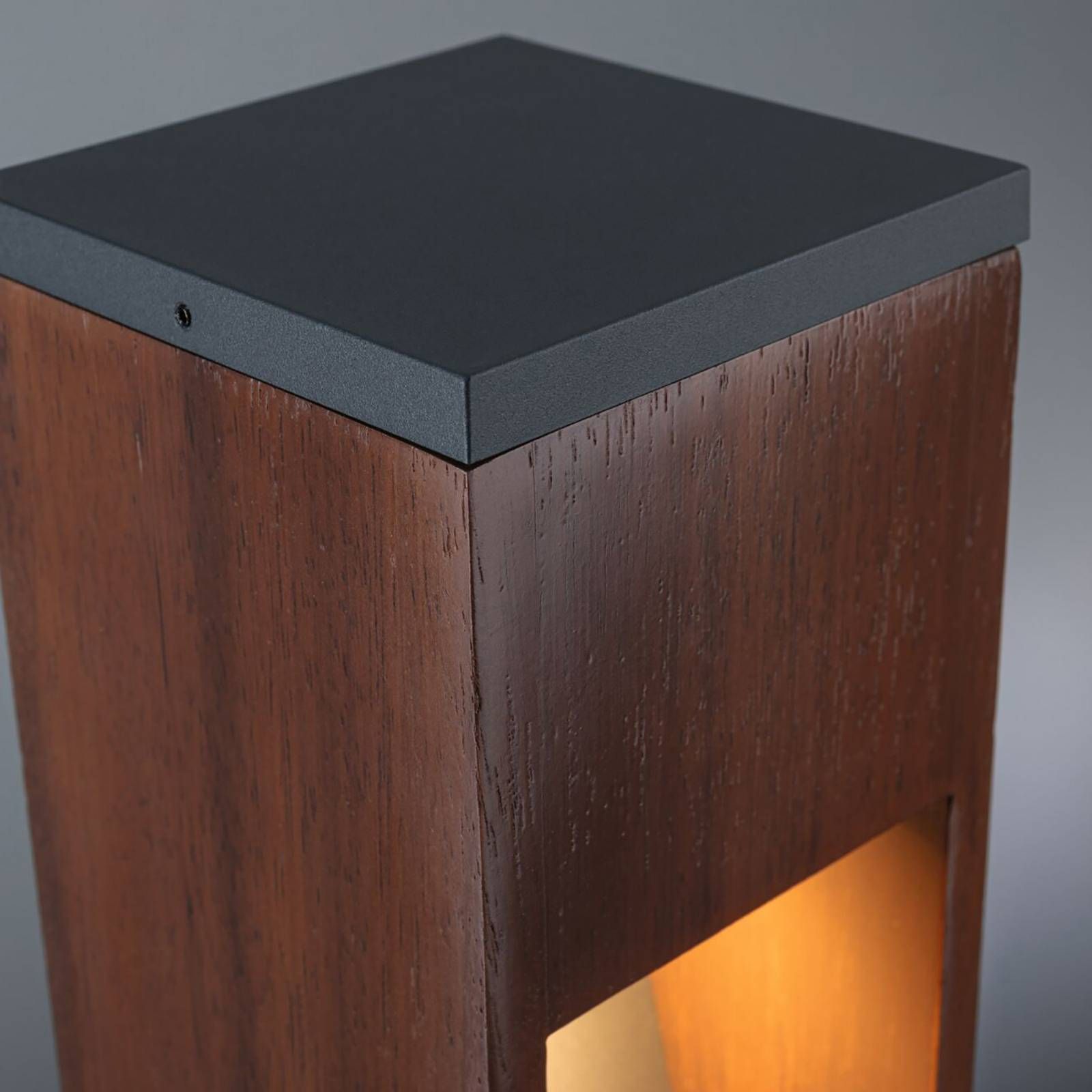 Paulmann Trabia soklové LED drevo, výška 40 cm, kov, drevo, GU10, 3.5W, P: 10 cm, L: 10 cm, K: 40cm