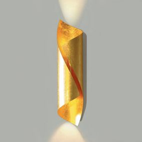 Knikerboker Hué nástenné LED výška 54 cm zlato, Obývacia izba / jedáleň, oceľ, lístkové zlato, GU10, 8W, L: 12 cm, K: 54cm