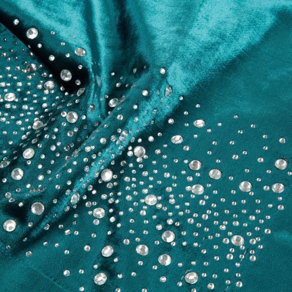 DomTextilu Luxsný zamatový stredový obrus v tyrkysovej farbe s perličkami 54121-233692 Tyrkysová