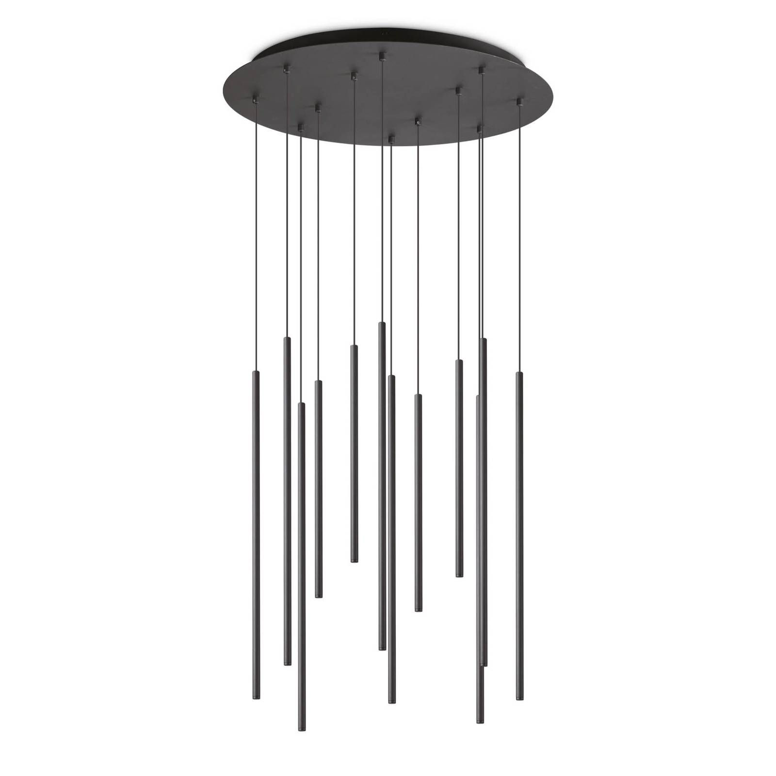 Ideallux Ideal Lux Filo závesné LED svietidlo 12-pl. čierna, Obývacia izba / jedáleň, kov, 25W, K: 80cm