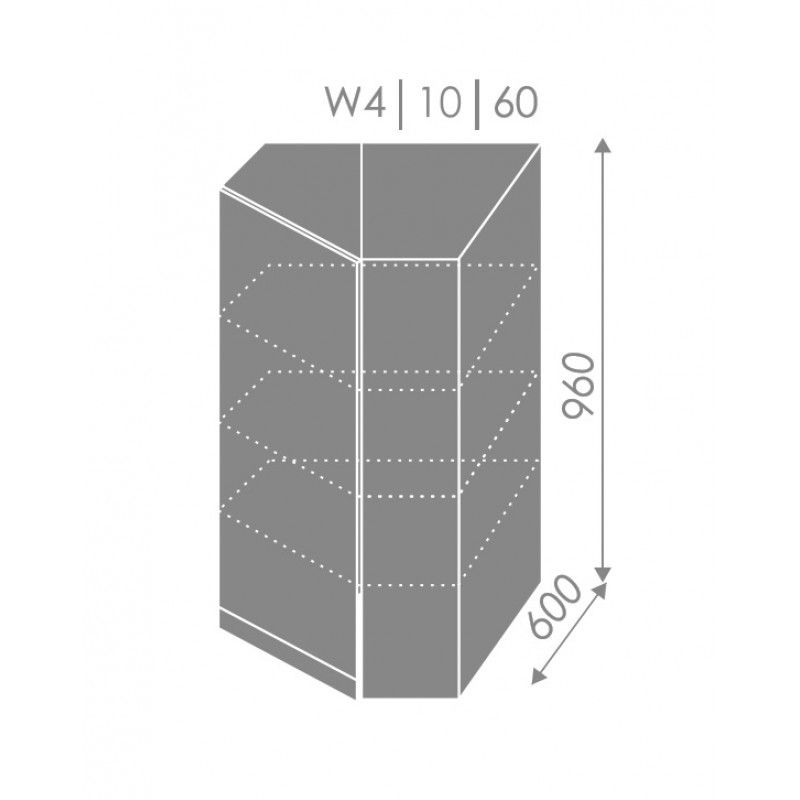 ArtExt Kuchynská linka Brerra - lesk Kuchyňa: Horná rohová skrinka W4/10/60 / (ŠxVxH) 60 x 96 x 60 cm - v korpuse grey,biela,lava