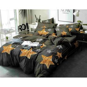 DomTextilu Šedé posteľné obliečky s motívom hviezd 4 časti: 1ks 160 cmx200 + 2ks 70 cmx80 + plachta Sivá 180x220 cm 37659-178468