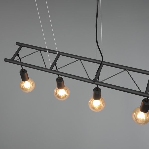 Trio R30644002 závesné stropné svietidlo Ladder 4x10W | E27 - nastaviteľná výška, drevo, čierna