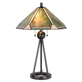 Clayre&Eef Stolová lampa 5LL-6165 v Tiffany vzhľade, Ø 50 cm, Obývacia izba / jedáleň, kov, sklo, E27, 60W, K: 72cm