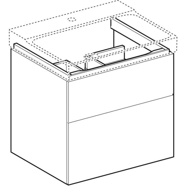 Geberit Xeno 2 - Skrinka pod umývadlo 600 mm, zásuvka s LED svietidlom, sivá 500.506.43.1