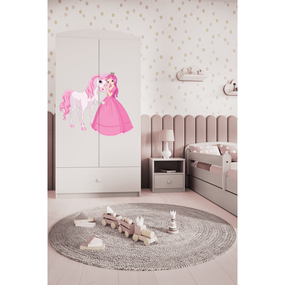 Dětská skříň Babydreams 90 cm princezna a poník bílá