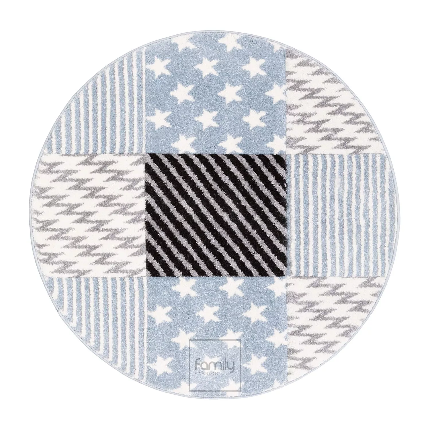 DomTextilu Vzorovaný modrý okrúhly koberec do chlapčenskej izby 41721-197007